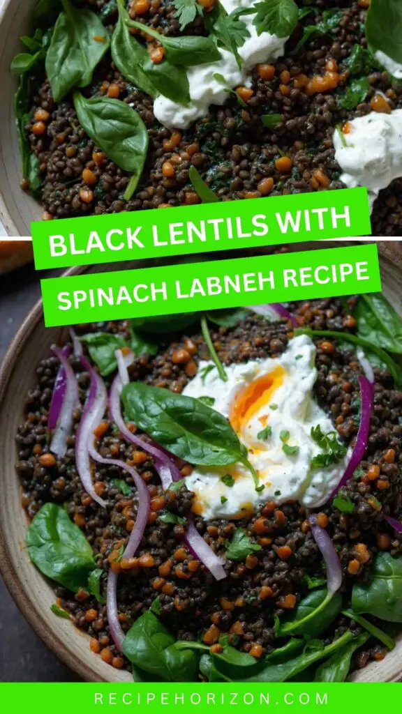 Black Lentils with Spinach Labneh Black Lentils with Spinach Labneh