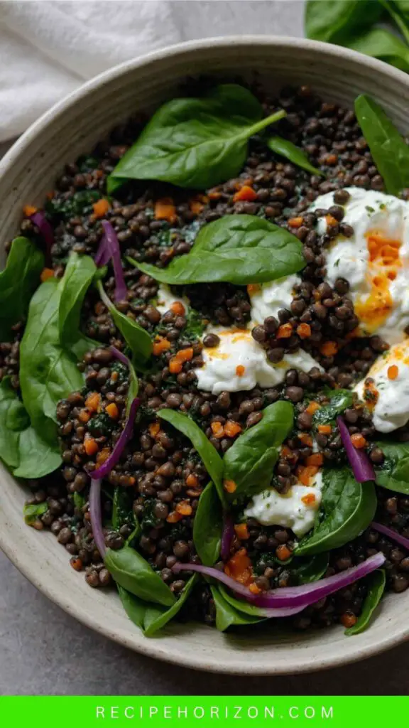 Healthy Black Lentils with Spinach Labneh Healthy Black Lentils with Spinach Labneh