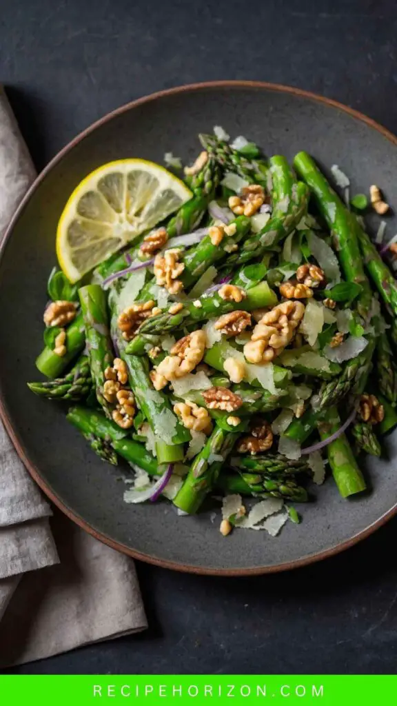 Raw Asparagus Healthy Salad with Walnuts and Parmesan Raw Asparagus Healthy Salad with Walnuts and Parmesan