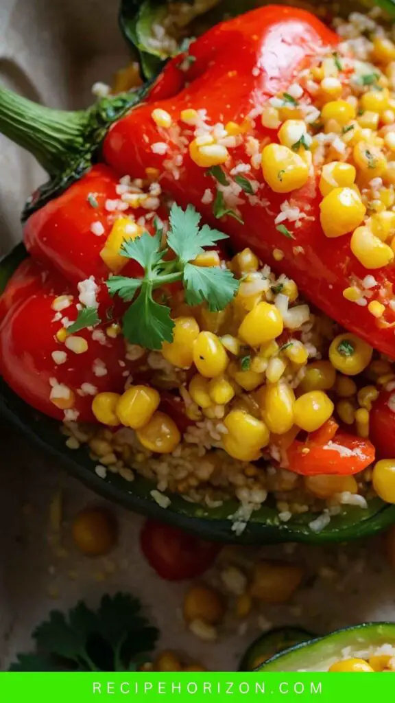 How to make Roasted Peppers Stuffed with Corn, Zucchini, Quinoa, and Tomatoes How to make Roasted Peppers Stuffed with Corn, Zucchini, Quinoa, and Tomatoes