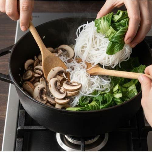 Step 5: Toss in the Veggies and Noodles Step 5: Toss in the Veggies and Noodles